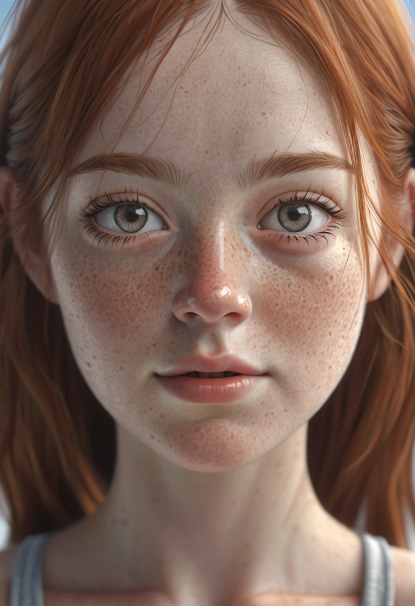 1girl, freckles, detailed face, detailed nose, tanktop, rule of thirds, 3dcg, 3d render, analog, (best quality,4k,8k,highres,masterpiece:1.2),ultra-detailed,(realistic,photorealistic,photo-realistic:1.37)