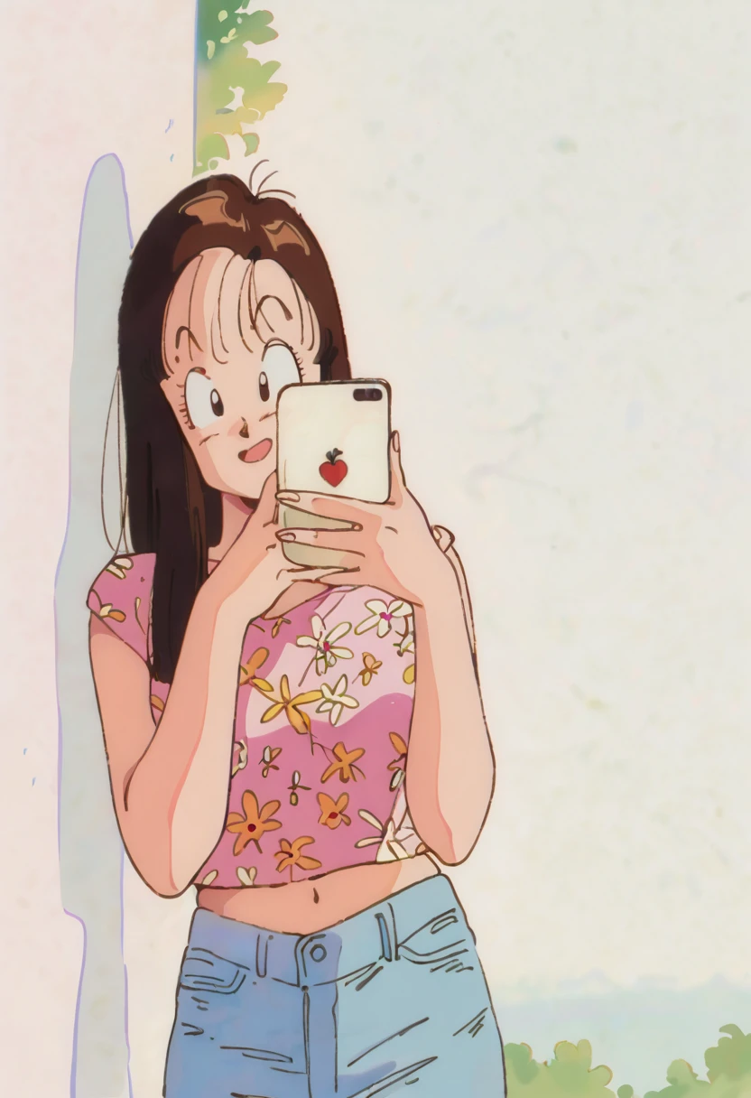 score_9_presence, score_8_up, Belle, wrapped in towel, medium breasts, holding phone