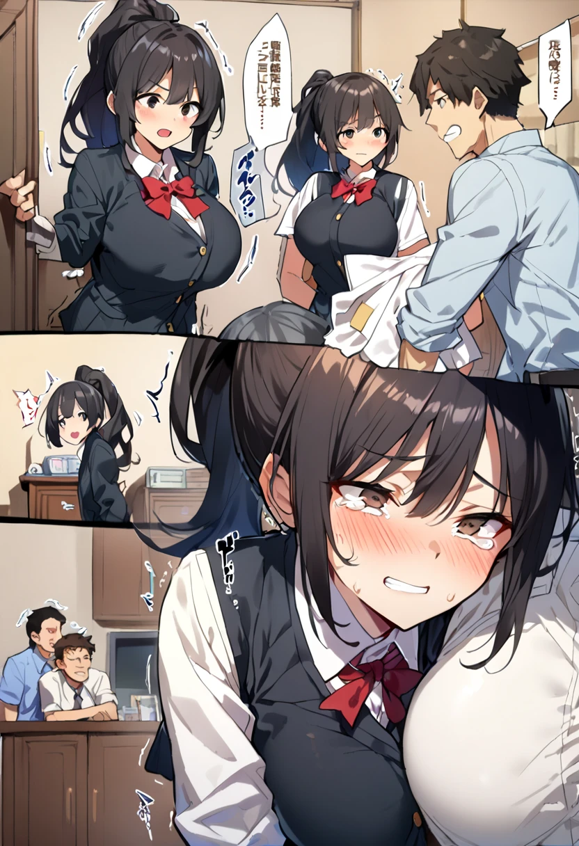 1man and 1woman having sex,sideshop,mature and plump woman,standing doggystyle,rolling up eyes,flying heart-shapes,shaking effect,brown wavy hair,saliva,huge buttocks,milf,shouting