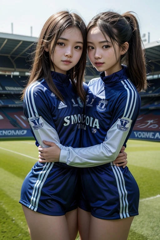 (Highest quality、8k、32K、masterpiece)、(Realistic)、(Realistic:1.2)、(High resolution)、Very detailed、Very beautiful face and eyes、1 girl、Round and small face、Tight waist、Delicate body、(close、Highest quality、Attention to detail、Rich skin detail)、(Highest quality、8k、Oil paints:1.2)、(Realistic、Realistic:1.37)、Bright colors、(((Black Hair)))、(((Cowboy Shot)))、(((Bob Hair)))、(((Football Stadium)))、(((Enthusiastic audience)))、(((Open your mouth)))、(((Laughter)))、(((Soccer uniforms)))、(((赤と白のSoccer uniforms)))、(((There are no lines on the sleeves)))、(((Short sleeve uniform)))