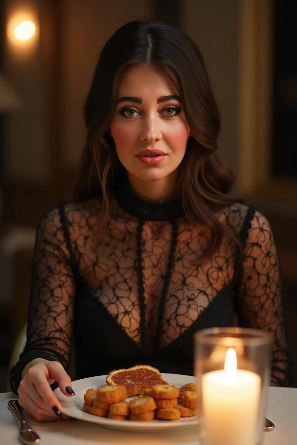 woman romantic dinner