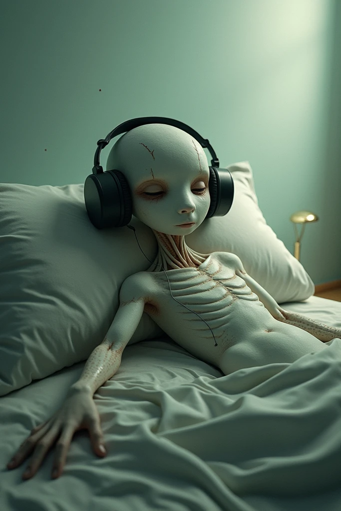 Dupancheng puppet from the adventures of Ledy Bug lying on a bed with serum because she lost a fight