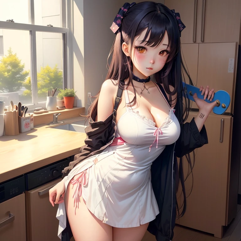 nakeness,smallunderboob, Apron,Beautiful Women in Perfect Figure,top-quality,8K,tmasterpiece,kitchin,