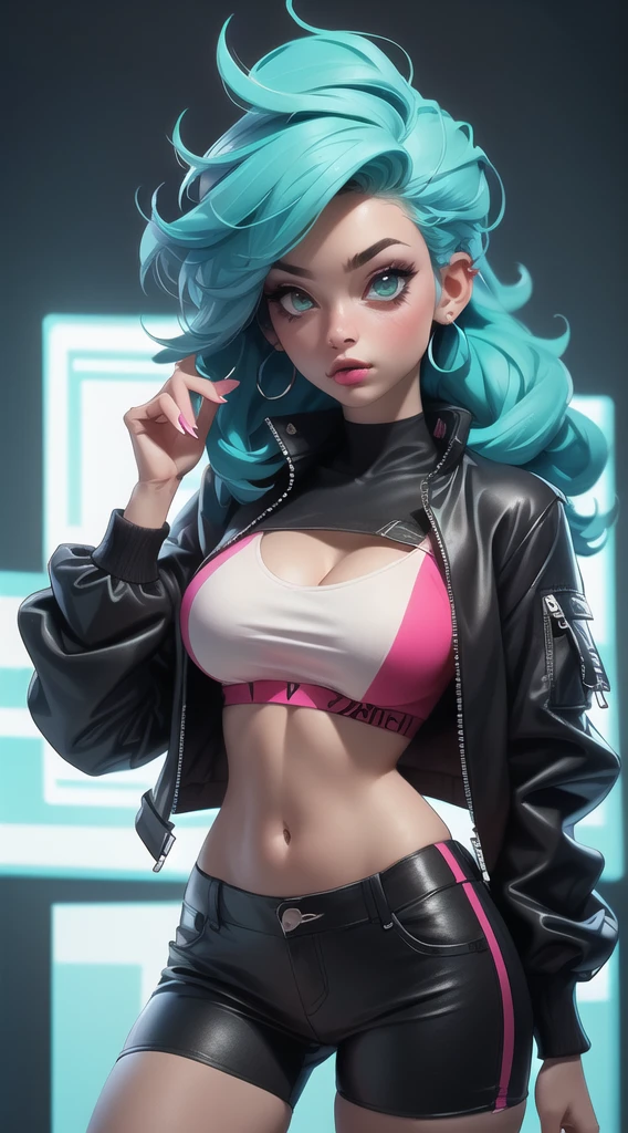 ((Best Quality, best resolution, award-winning portrait, official art)), ((perfect Masterpiece)), ((Realistic)) and ultra-detailed photography of a 1nerdy cyberpunk girl with goth and post apocalyptic colors. She has ((long mint colored hair)), wears a (Harajuku-inspired cyberpunk tech-wear top) and a (Harajuku-inspired cyberpunk tech-wear bottom:1.2) , ((the most beautiful and sexy aesthetic)), sexy, super huge enormously gigantic tits, cleavage showing, hot, sexy, seductive, slutty