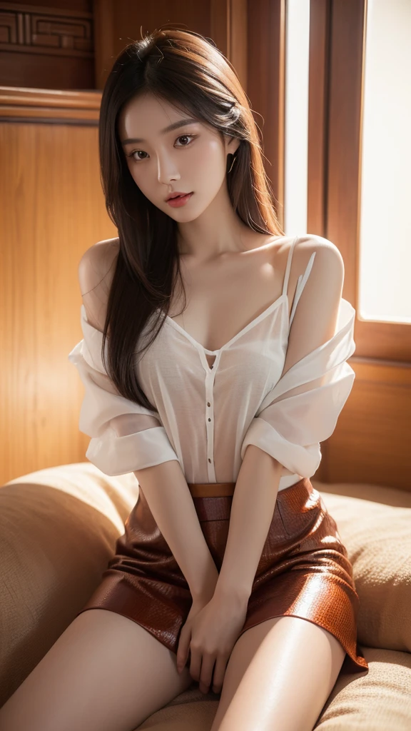 High Quality, Masterpiece, Highly Detailed, High Resolution, 4K, Ultra High Definition, Detailed Shadows, Ultra Realistic, Dramatic Lighting, 1girl, Solo, Detailed Face, Realistic Eyes, Realistic Skin, Dynamic Hair, Dynamic Pose, Dynamic Angle, White Flower Dress, White Background, ulzzang-6500-v1.1, (raw Photo:1.2), ( photorealistic:1.4), beautiful detailed girl, very detailed eyes and face, beautiful detailed eyes, ridiculous, incredibly ridiculous, huge file size, super detailed, high resolution, very detailed, best quality,
(Bright indoor), (soft light), (low contrast), (shallow depth of field), (portrait of a beautiful woman illuminated by gentle light), (extremely delicate and elegant depiction), (short length bangs), (hair color is a dark chestnut shade with a slight brown tone), (hair with a subtle and gentle wave), (small braids intricately woven on the side of long hair), (adorned with a thin ribbon), ( white blouse with small frills), (bow tie), (blue long skirt), (white short ankle socks), illustration, very detailed, CG, unified, 8k wallpaper, amazing, fine detail, best quality, Very detailed CG unified 8k wallpaper, face light, movie lighting, 1girl, 16 years old, ((no panties)), ((dynamic pose))), (camel toe), (half), (bent knees and legs sitting))