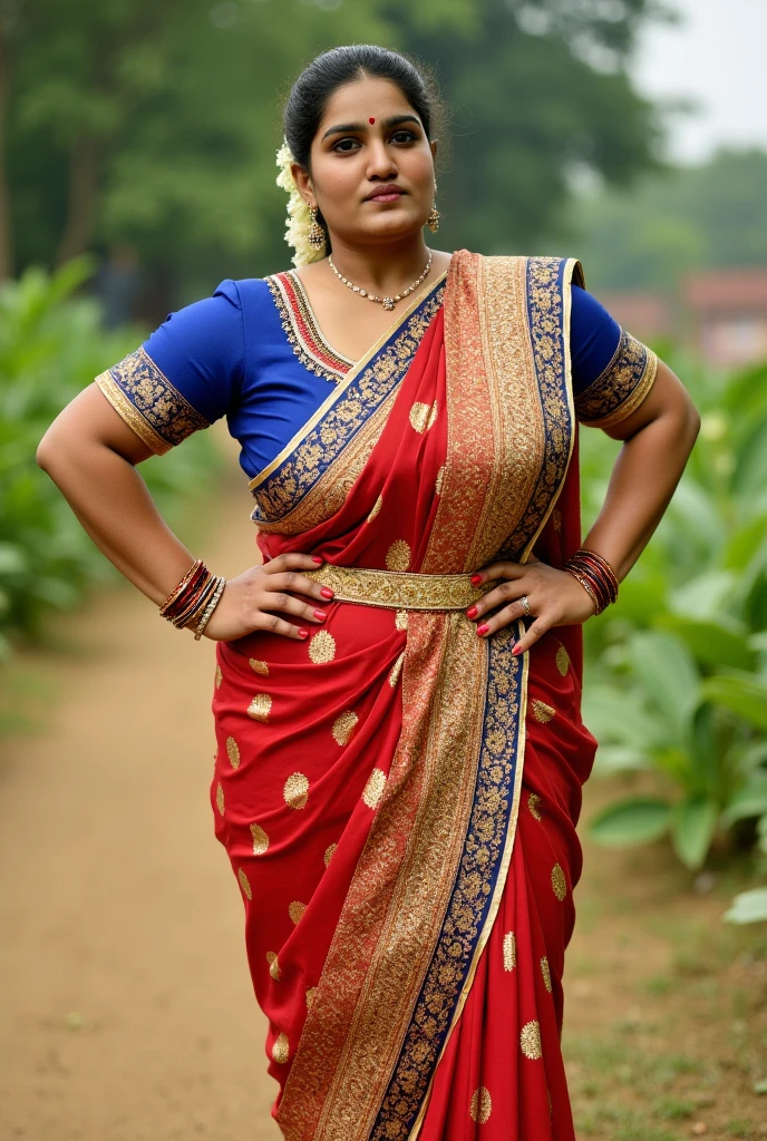 Photo of a kerala village girl, 25 years old,hottest, ((((plus size fashion week outdoor fashion photoshoot))), thunder thigh, kerala ethnic tradional fashion, (((tall body : 2.5))) (((( plus size )))) ((( big busty jut, large breast: 1.9))), clear face, (((show deep navel))), full body, glamourous, daylight, r4w photo, masterpiece, ((((Extremely Realistic)))), Realism, Raw photo, Photography, High detailed , photorealistic, shot on sony vanice camera,(((black Skin : 0.8))),Long Legs and Hot Body,aw0k euphoric style