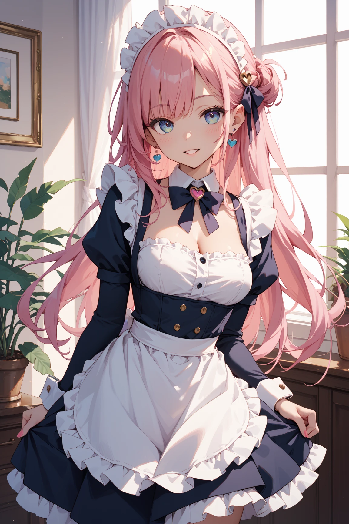 ((Maid Outfit)) , pink hair