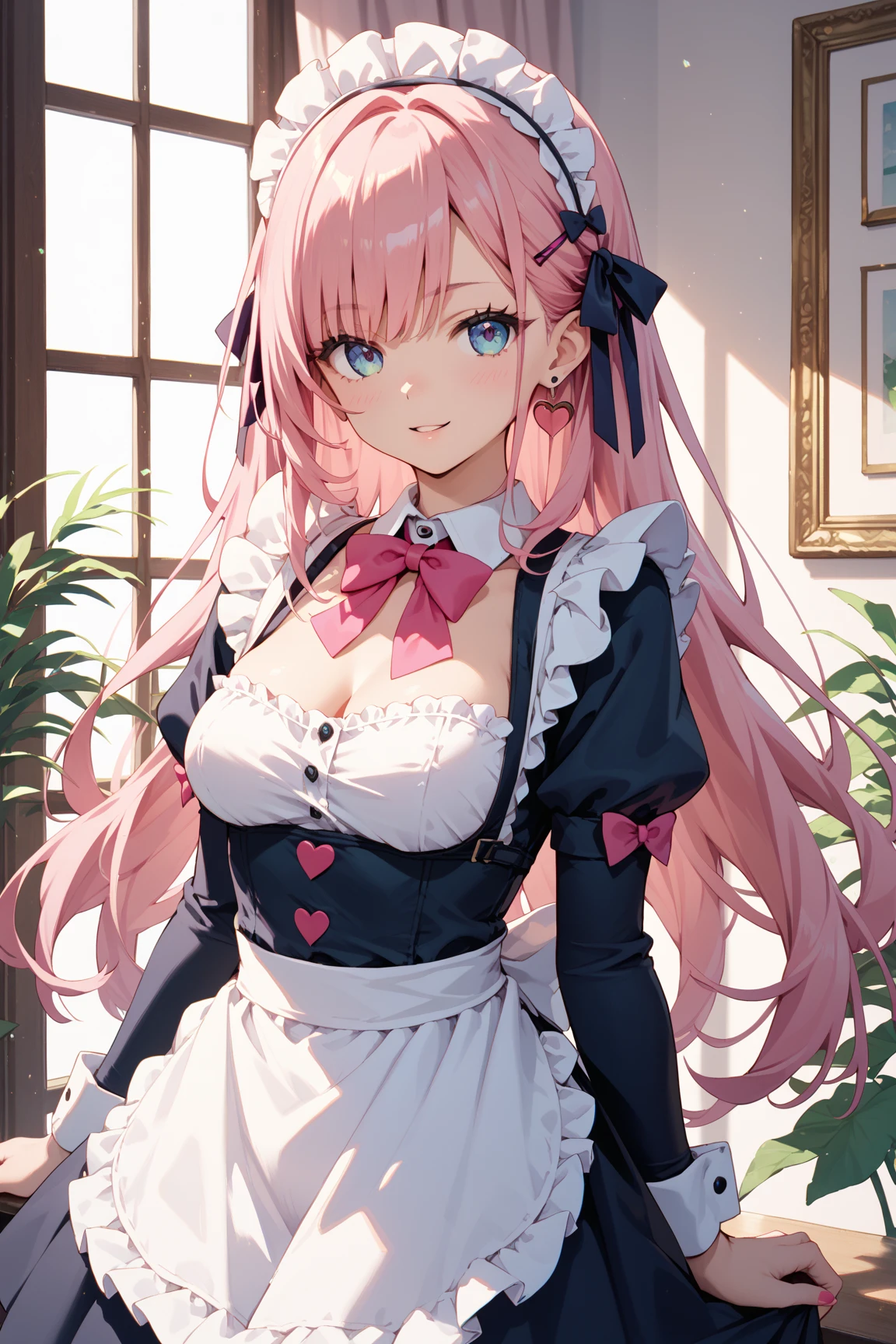 ((Maid Outfit)) , pink hair