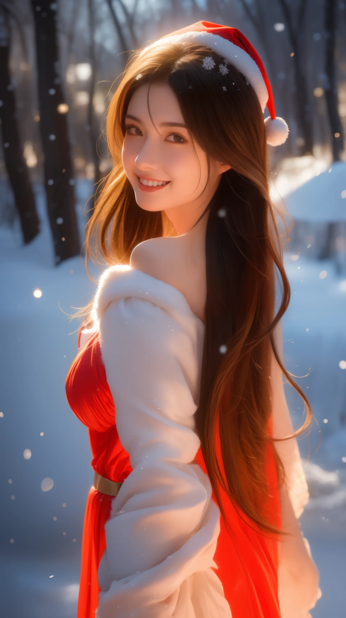 (Aesthetic, High Resolution: 1.2), beautiful 20 year old woman wearing an intricately detailed red boby Santa Claus costume, symmetrical costume structure, bright eyes, cheerful smile , hairstyle changes, snow is falling, snow in hair. Professional photographer, minimalism, concept art, intricate detail, 8k post-production, High Definition, Super Detail, trending on ArtStation, sharp focus, artistic dark studio photos , intricate detail, High detail, By Greg Rutkowski, Low light, professional light and dark art, Vivid colors. Outdoor winter scene with snow in the evening, A slight smile, True art, various hairstyles and color changes, Passionate mood, Seductive expressions, Sexy lips, Wet lips , Seductive closed eyes, Seductive appearance, suggestive posture.