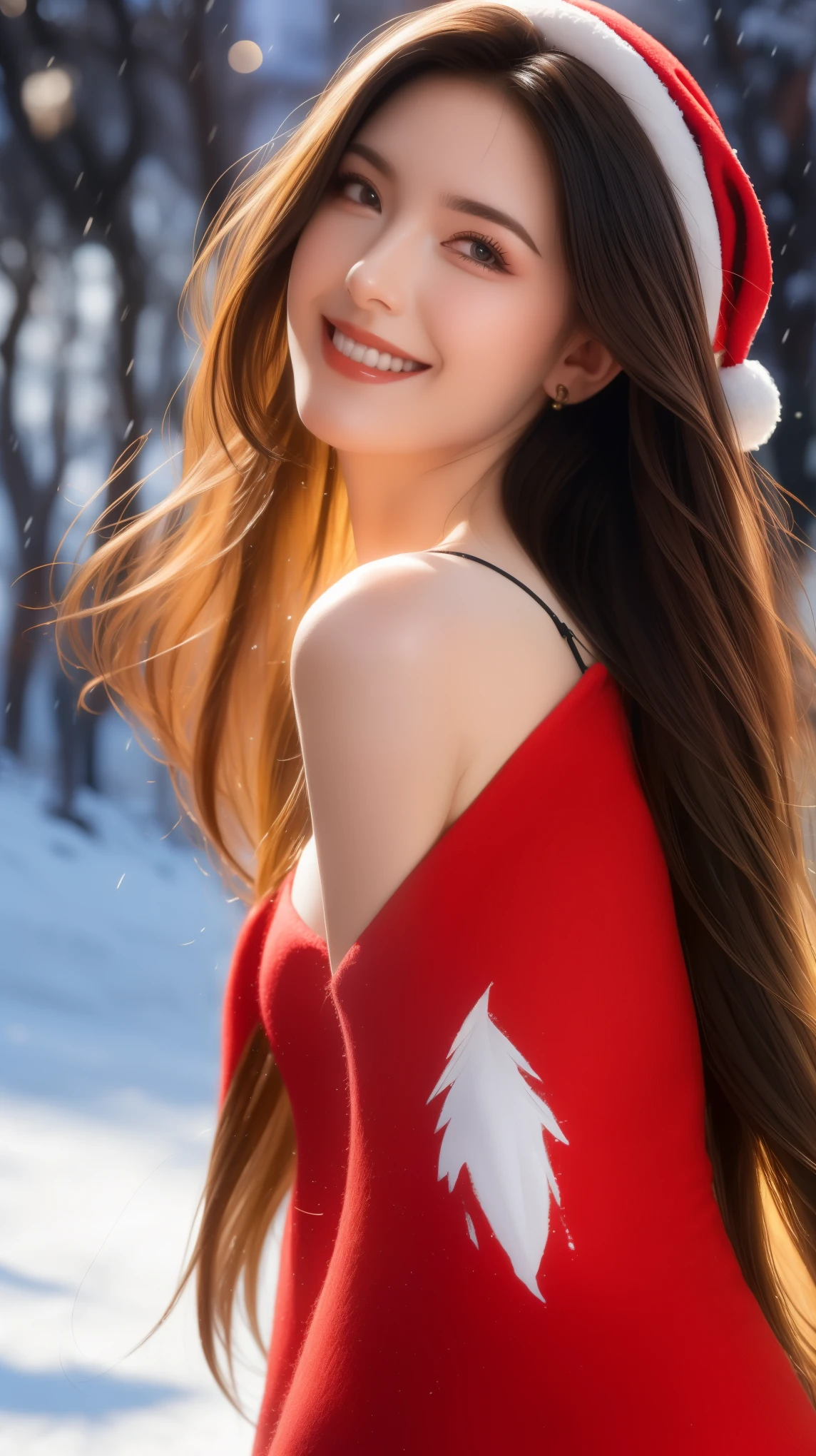 (Aesthetic, High Resolution: 1.2), beautiful 20 year old woman wearing an intricately detailed red boby Santa Claus costume, symmetrical costume structure, bright eyes, cheerful smile , hairstyle changes, snow is falling, snow in hair. Professional photographer, minimalism, concept art, intricate detail, 8k post-production, High Definition, Super Detail, trending on ArtStation, sharp focus, artistic dark studio photos , intricate detail, High detail, By Greg Rutkowski, Low light, professional light and dark art, Vivid colors. Outdoor winter scene with snow in the evening, A slight smile, True art, various hairstyles and color changes, Passionate mood, Seductive expressions, Sexy lips, Wet lips , Seductive closed eyes, Seductive appearance, suggestive posture.