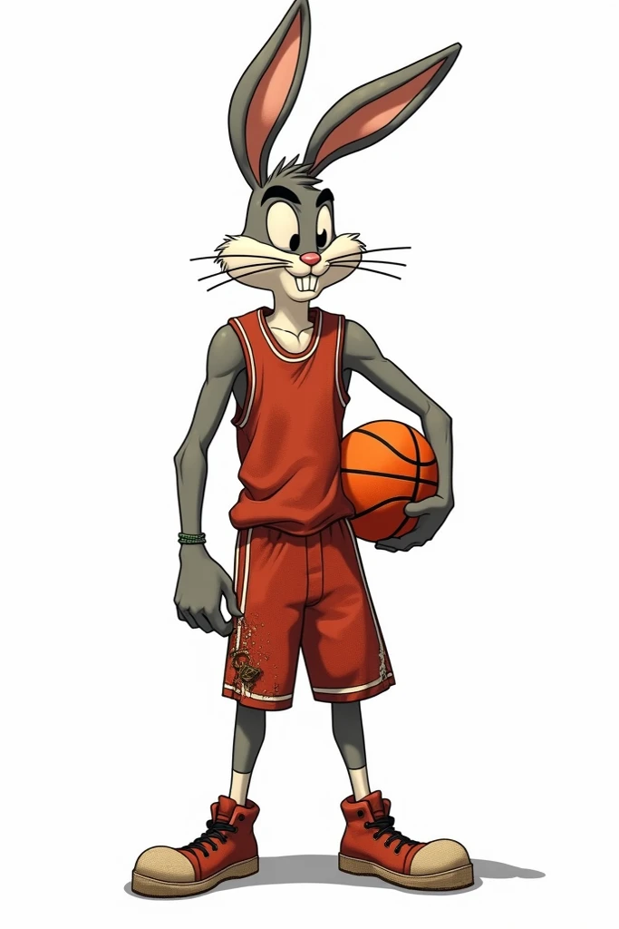Create a humanoid version of bugs Bunny and basketball clothing that ...
