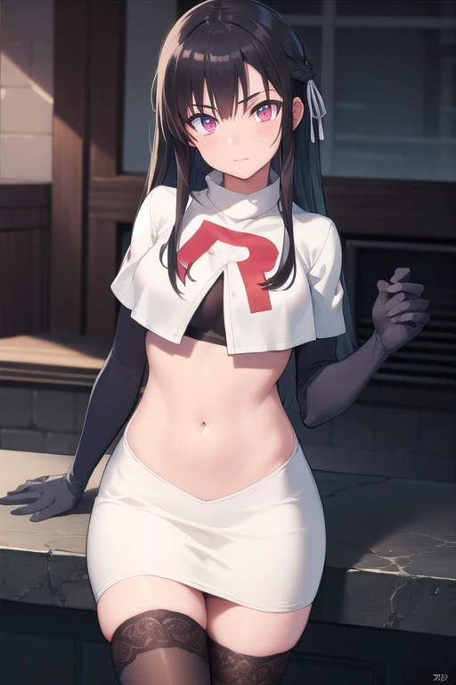 seilah, seilah, long hair, horns, purple hair, facial mark, forehead mark, (purple eyes:1.1), headband,
BREAK horns, tattoos, team rocket,team rocket uniform,white skirt,red letter R,crop top,black thigh-highs,black elbow gloves
BREAK cowboy shot, looking at viewer, 
BREAK (masterpiece:1.2), best quality, high resolution, unity 8k wallpaper, (illustration:0.8), (beautiful detailed eyes:1.6), extremely detailed face, perfect lighting, extremely detailed CG, (perfect hands, perfect anatomy),
