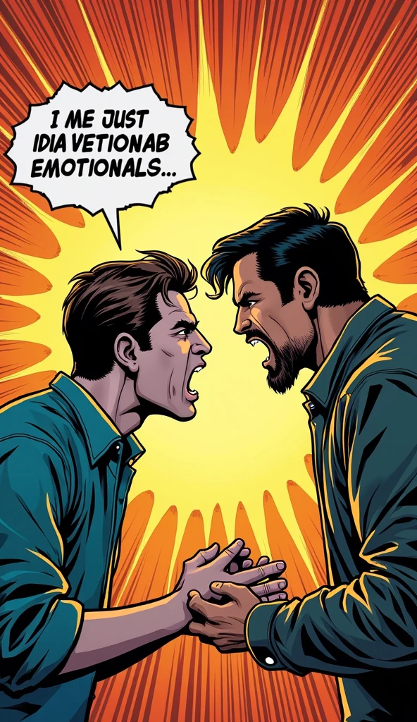 cartoon strip comic image of topless clothed group of three men screaming eyes wide open,mouth wide open and their scalp open and cerebrum is showing with wires leading to a big top hand