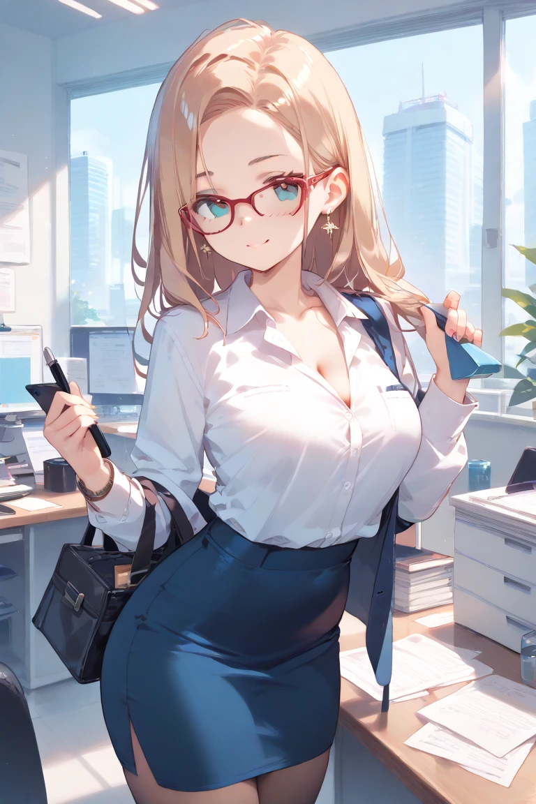 An office lady working at a desk