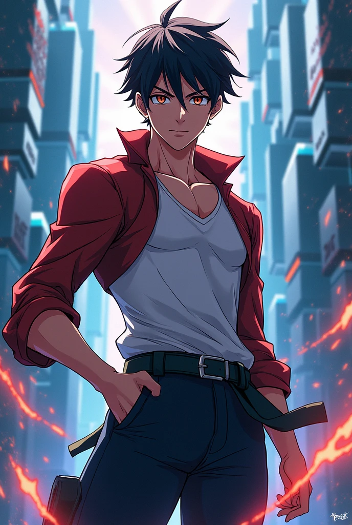 I need a anime wallpaper of a handsome power ful boy