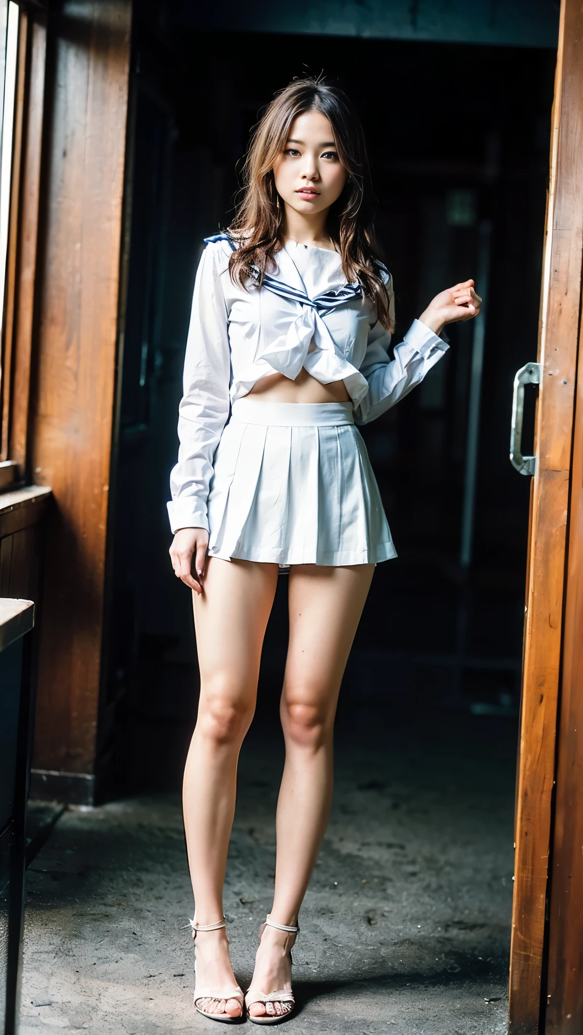 , pretty face , perfect body, small waist and Big Breasts, Thin legs, Big Breasts, realistic skin, Full body portrait, (repay, 8k, masterpiece: 1.2), Japanese women, 18 years old, ( high res beautiful face), amazing face and eyes, ( top quality : 1.4), ( ultra detail showing the cathedral), ( high res CG integrated 8K wallpaper), high res, high res raw color photo, professional photos , Realistic portraits, amazing face and eyes, depth of field , (( exquisitely designed , gorgeous colorful adult costume sailor suit)), (( exquisitely designed , Gorgeous Colorful Adult Shorts , high res panty portrait, high definition panty picture )), (( Unique Poses Showing Panties ), (( with legs open, feetを上げる)) open your mouth slightly , (((Lifting skirt herself))), (She lifts herself), panties with lace, small panties, Pay attention to the panties, masterpiece, top quality , 8k, 1 girl and 1 boy, young and beautiful girls showing off their tiny bodies, 、 not wearing clothes 、 photoshoot, cute face, Thighs, Bright classroom, ((( Embarrassing )))、 Embarrassing 、 no makeup in the coal mine, 10th Generation, detailed face , Blurred Background、Slim waist、(((( See uniforms 、 white shirt、 Check Mini Skirt、Skirts lifted、 showing pussy 、Show me my vagina )))), Shorthair、 light brown hair、(( lift his skirt by himself Ow.))、Bright classroom、Thighs、 feet 、((he' look like I'm going to cry)), boy standing behind girl , boy grabs girl 'Stomach and groin ,