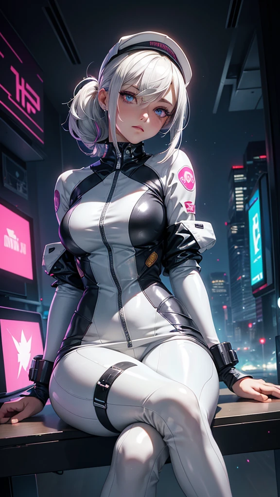cyberpunk girl,(((1 girl))),((Beautiful and beautiful rainbow haired girl)),

(Colorful hair:1.5), (all the colors of the rainbow:1.5),crystal clear eyes,rainbow color gradient hits:1.5,(rainbow colored hair:1.5), color splash, color explosion, (showy), face paint, ((streaked hair)),(Gradient color eyes),(((showy eyes))),

(big breasts:1.4),sagging breasts,me,((multicolor_hair:1.3)), ((rainbow hair:1.3)),((hair hits:1.3)),((hair with the seven colors of the rainbow:1.3)),((straight hair:1.3)),((very straight hair,very_long hair:1.5)),((The beauty of extra-long hair)),((Super long straight hair)),((hits)),(((neon rainbow eyes:1.3))),Intricate eyes,beautiful detailed eyes,symmetrical eyes,((gordo)),(((shiny skin:1.5,shiny skin: 1.5,tanned skin,shiny skin,very shiny skin,shiny body,plastic glitter skin,exaggerated shiny skin,illuminated skin,wet legs))),(spider lower abdomen,narrow waist,wide hip,athletic body,inflated legs, thick thighs,detailed body,(detailed face)),

Beautiful,horny,Erotic,((NSFW)),

White pilot suit,white cyber suit,absurdities,long legs,neckline,(((wet clothes,Intricate outfit,Intricate clothes))),

(hypnotized pose:1.0),hypnotized,(centered,Scale to fit dimensions,rule of thirds),

cyberpunk city by the ocean at night, with bright neon signs and dark stormy clouds and puddles, scenery:1.25,evening, starry Night, cosmos,evening very oscura que resalta las luces de neón., very bright neon lights,evening, starry Night, cosmos,

artistic photography,(photograph taken by sldr),High resolution, sharp focus,(ultra detailed, extremely detailed), (photorealistic artwork:1.37),(extremely detailed CG unity 8k wallpaper),((synthwave background theme)),(((vibrant colors))),Intricate,(Intricate background),(masterpiece),(Best Quality)