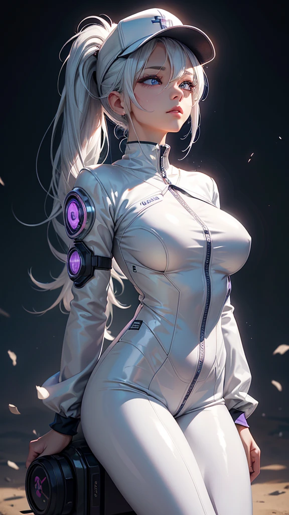 realistic, 1girl, white hair, purple eyes, bright eyes, shiny skin, giving tongue with a thick white liquid coming out, ultra realistic, 38D, 48k, HDR, sweaty skin, shiny skin