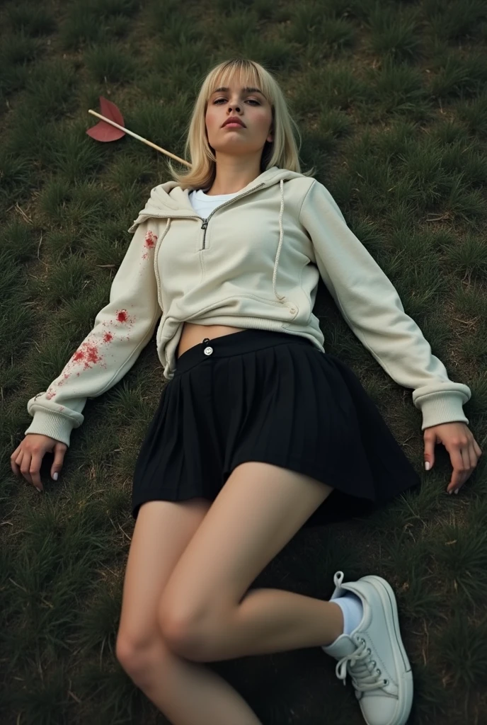 ((best quality)), ((detailed)), ((realistic)), android 18 defeated, on the ground, in a field, nature, upside-down, torn clothes, navel, nipples, vagina, angry, and18, 1girl, android 18, solo, blonde hair, blue eyes, short hair, earrings, jewelry, denim vest, open vest, black pantyhose, black shirt, denim skirt, striped long sleeves, blue skirt, large breasts,   <lora:Clothes:0.8> torn clothes,  <lora:android_18_v110:0.6> android_18, and18, 1girl:1.2,  <lora:upside-down_v0.2:1>