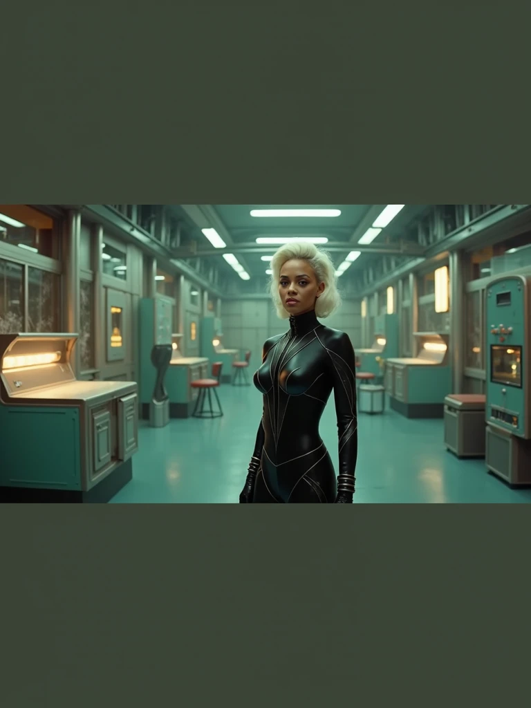 Sexy blonde teacher with robotic arms, in front of a classroom of sexy android students attending the class, detailed portrait, highly detailed, extremely detailed face, hyperrealistic, 8k, ultra-realistic, cinematic lighting, volumetric lighting, dramatic lighting, chiaroscuro lighting, dramatic shadows, sci-fi, cyberpunk, futuristic, advanced technology, intricate details, sharp focus, photorealistic, stunning colors, vibrant colors, elegant, glamorous, seductive, wide shot from the back focusing the full classroom
