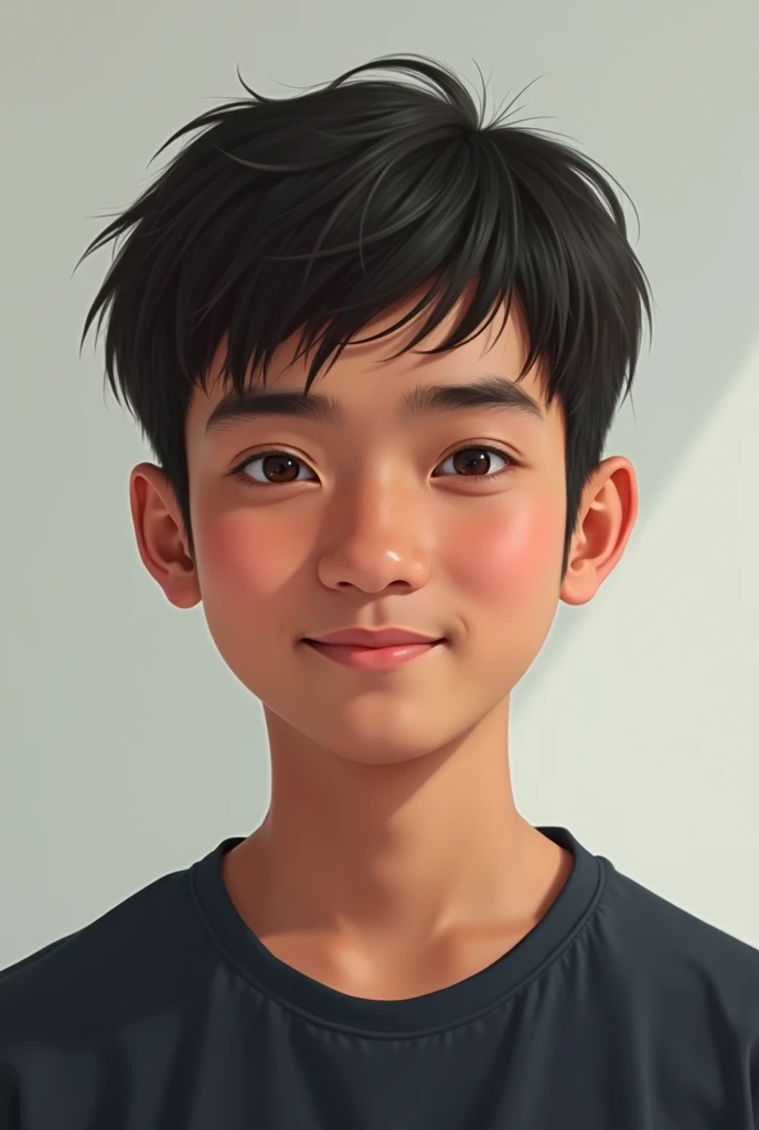 retro style boy,、short hair、earth color, 10 years old、smile