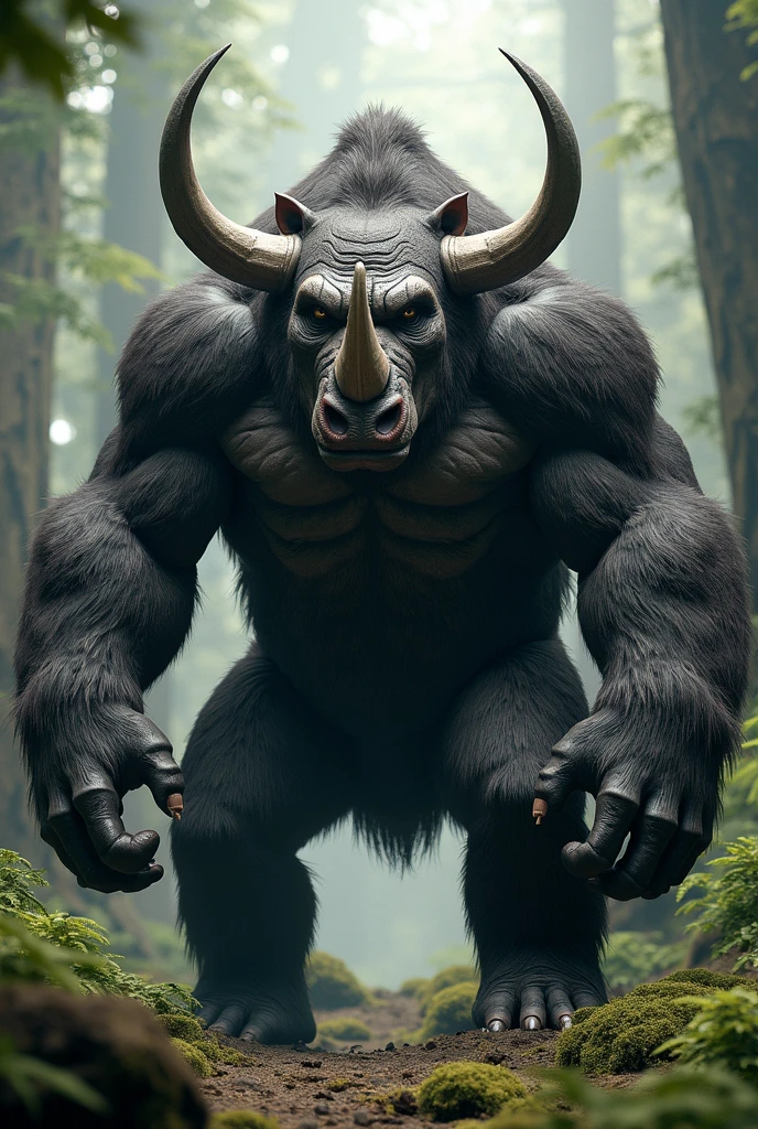 The combination of a bull and a gorilla and make it more realistic 