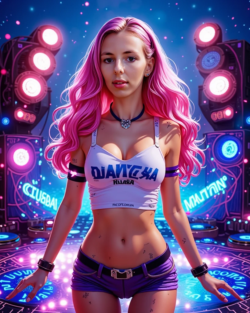 a close up of a woman in a pink outfit on a stage, performing on stage, cardi b, her belly button is exposed, nicki minaj curvy, tinyest midriff ever, physical : tinyest midriff ever, nicki minaj, charli xcx, y 2 k style, y2k style, the extremely hot and sexy, doja cat