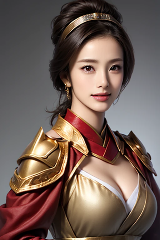 Bikini Armor,Cape,Woman close up, ((Highest quality)), ((masterpiece)),No background,Simple Background,(Very intricate details),One person,Cute Ponytail,Long Hair,(Big Breasts),Large breasts and cleavage,Highly detailed face and skin texture,Looking into the camera,Perfect beauty: 1.4, fine grain,double eyelid, Whitening skin,Highest quality,Ultra-high resolution,Simple Background, Chinese Warrior