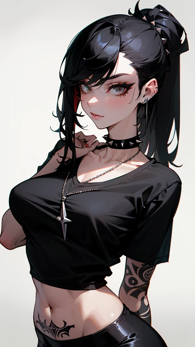 Bad girl with tattoos and black clothes