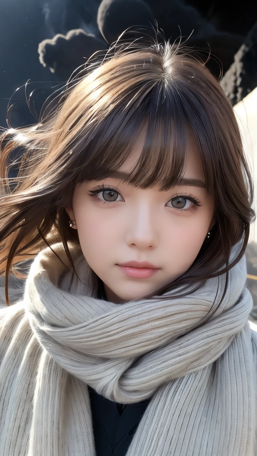 ((hair blowing in the wind、 no makeup in the coal mine:1.2))、(realiStic、 Photorealistic、Super detailed、beSt detailed SkinS、higheSt quality、maSterpiece、超A high reSolution)、cute ruSSian woman、S、high School girl、 young girl、 1 girl、have bangS、Ash Blonde:1.7、 double eyelids in judo uniforms、drooling eyeS、JapaneSe Style face、purity、realistic skin type、Thick muffler、Grey scarf、 fluffy hair 、((There'S hair in the Scarf:1.3))、red cheekS、The wind iS blowing、that'S Snowing、 knight 、illumination、後ろからのillumination、hair blowing in the wind