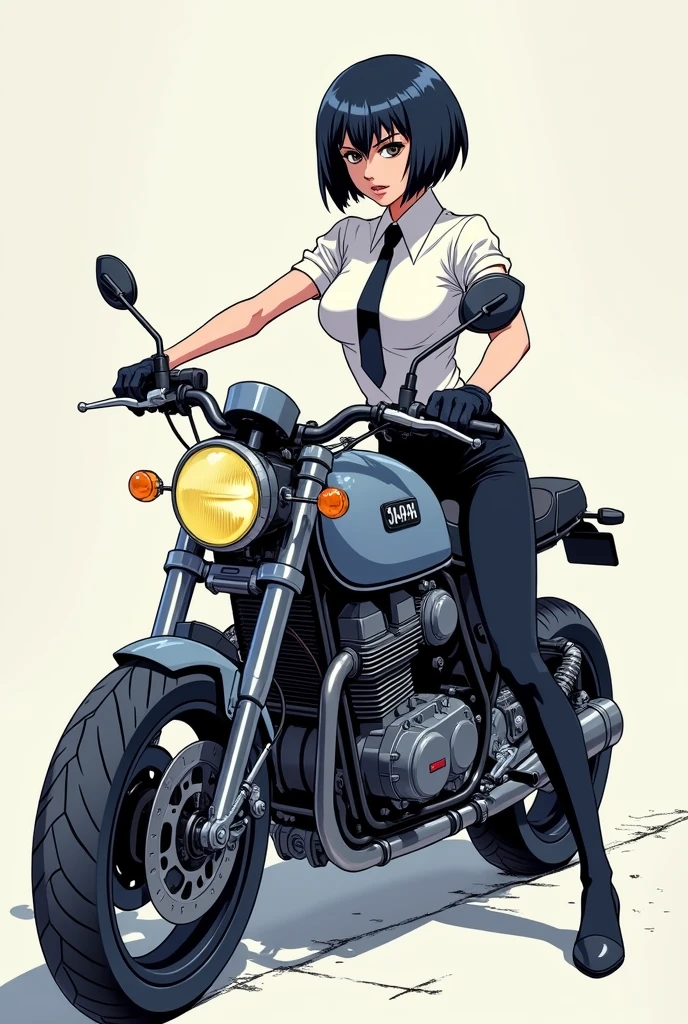 ink drawing, front angle, sexy woman wearing a helmet long hair, , sitting on yhmotorbike, in tokyo city centre, cars buildings, <lora:Gaz_Ink_Test:1> <lora:motorbikeEX_yhmotorbikeV09:1>