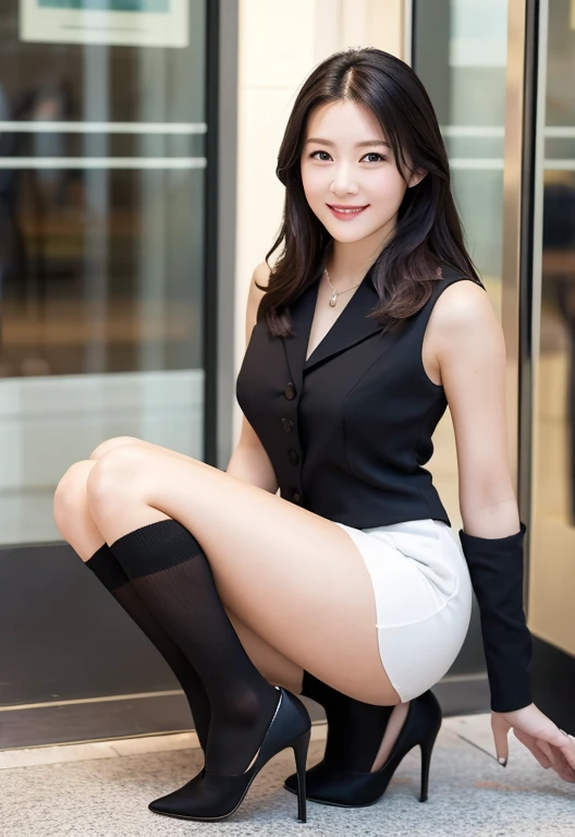 ((((32ｋ,high-detail、​masterpiece,Attention to detail,full body Esbian,solo))),Raw photo & realistic atmosphere,beautiful dark blue eyes,Detailed mouth,Glossy lips,Detailed eyebrows,Eyes drawn in detail with soft white skin that shines with every detail、azure eyes,Very beautiful eyes,Detailed lips、Very beautiful face,Very well-formed face、Lifelike face,shiny beautiful lips, Realistic Young Gravure Idol, very beautiful school girl, ,Moderately beautiful, Young Sensual Gravure Idol, Beautiful, Cute 18-year old , perfect body anatomy, with a flushed face,Incredibly beautiful age18 lady,so short hair,Brown shiny hair,Hair wet,Dripping water,,Crouching with legs crossed,（Black pantyhose,Beautiful face,Looking at the camera：1.4）,White uniform shirt is neat tight & wet,Dark staircase at night,Very dark,Pitch-black staircase without street lights,Illuminate the subject with a flashlight,spot light：1.7）,（A sexy,Slightly chubby,high detail,high-detail,Masterpiece Japan  uniform, well-shaped breasts,Mature & friendly expression, Moist eyes, SFW, (beautiful:1.5))