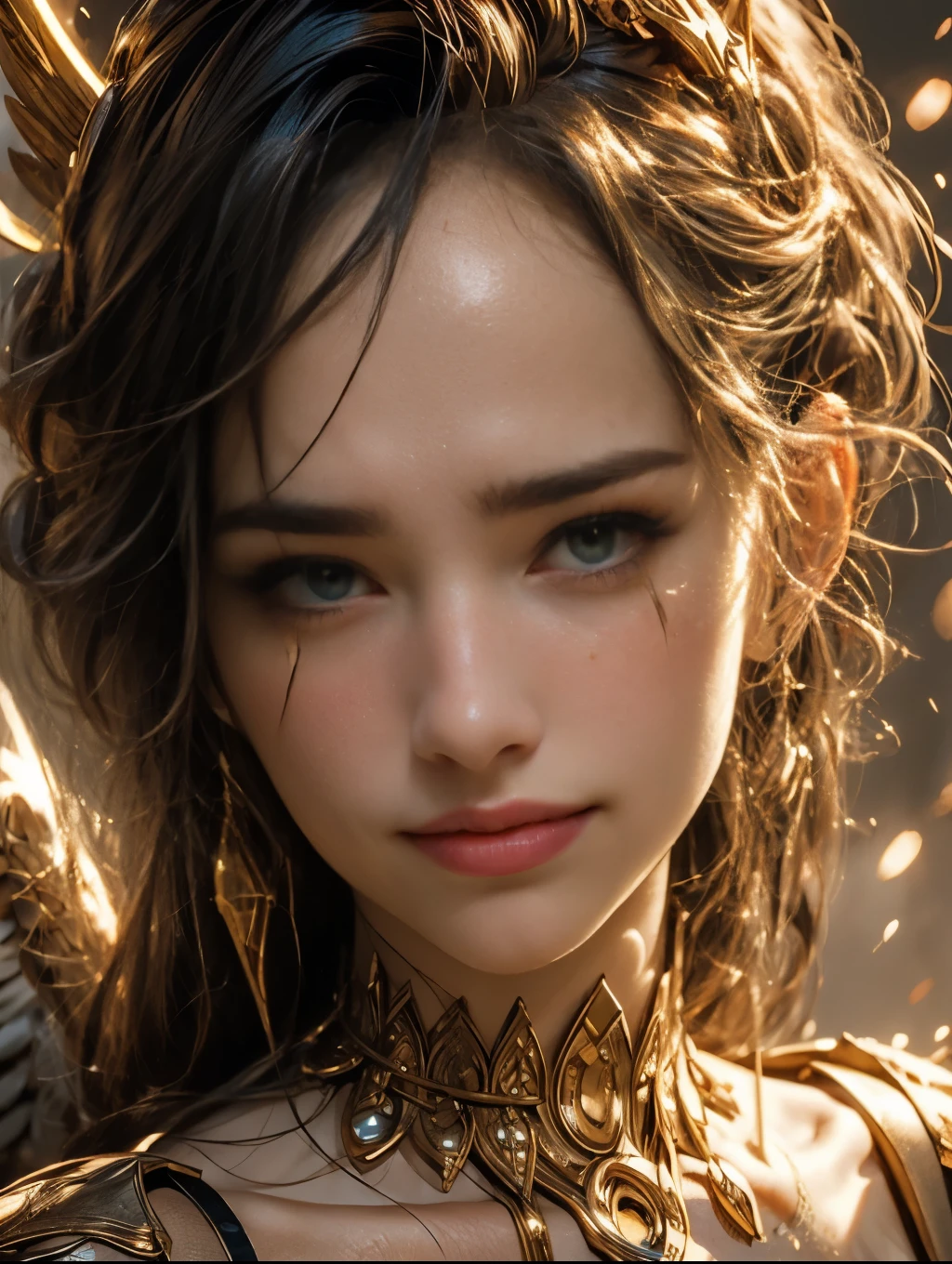 Portrait of beautiful smiling female angel face