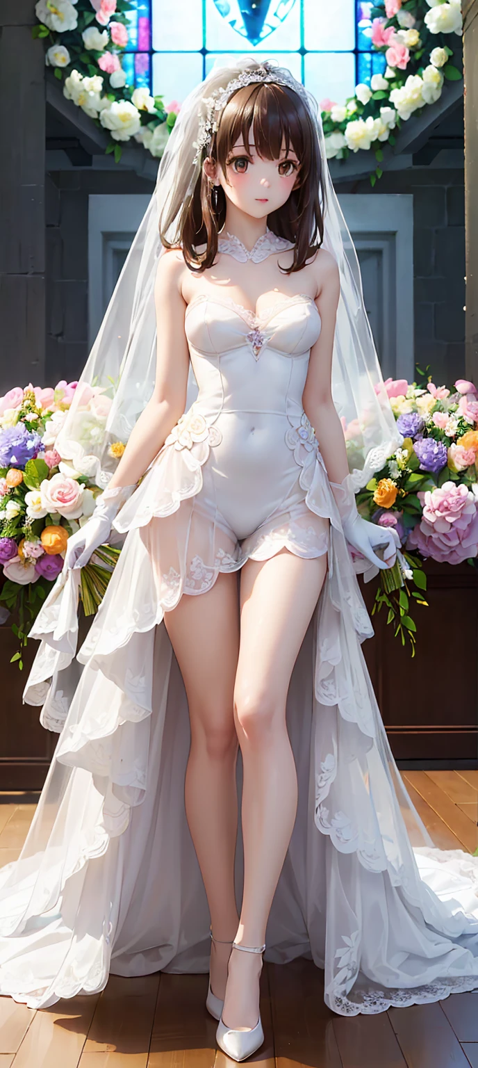 A beautiful perfect girl, Japanese actress, white pantyhose, looming bear panties, no shoes, padded toes, slender and delicate body, correct human body structure, beautiful feet, transparent openwork bra, large breasts, round breasts, cleavage, clothes with less fabric, hand making handgun pose, highest image quality, professional lighting, garden, standing, beautiful big eyes, melon seed face, perfect face, detailed face, detailed complex human body, highest picture quality, realistic style, professional fill light, Seductive pose, blushing