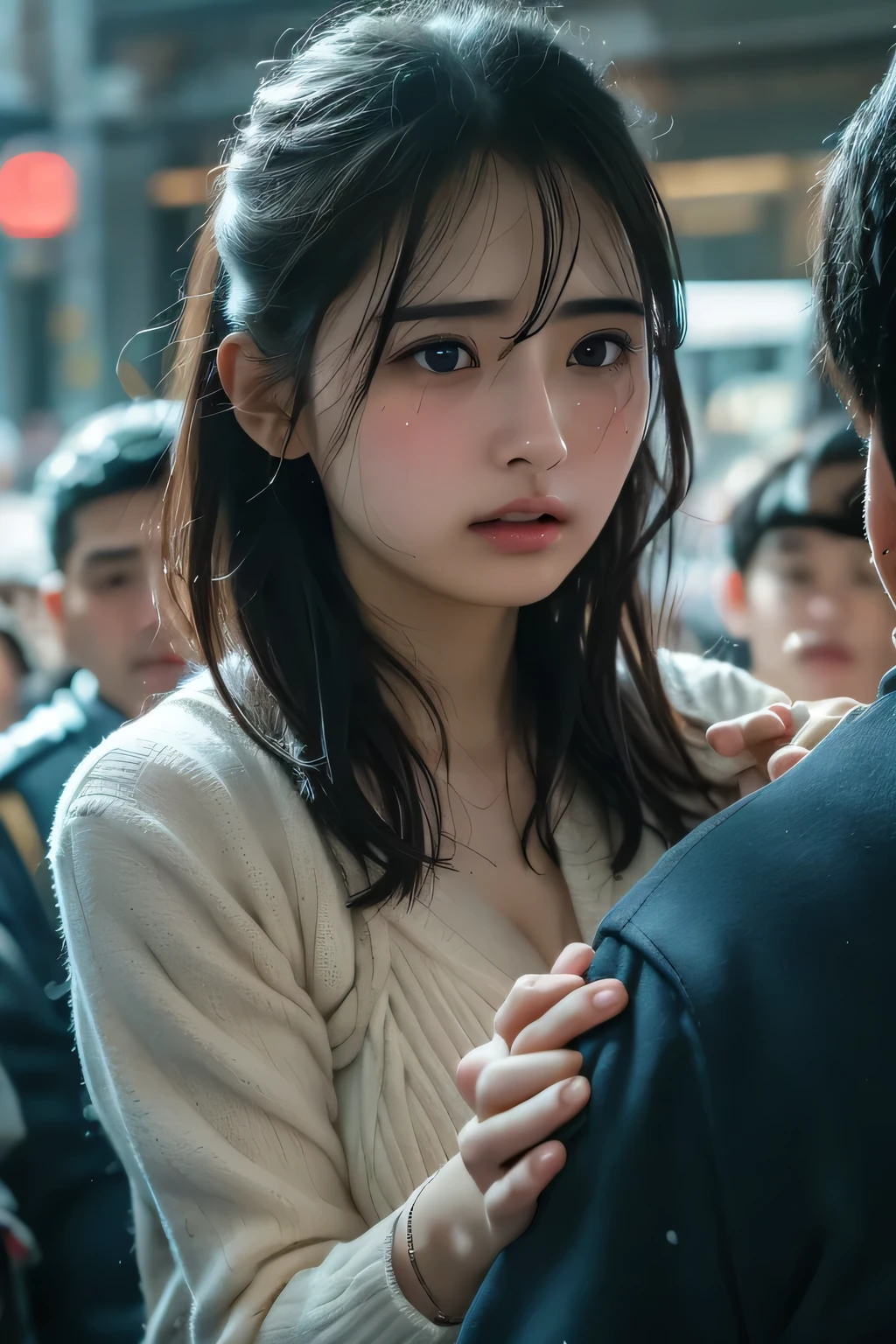 top quality 、 ultra-high definition structure 、huge breasts、 perfect face、 beautiful expression 、 beautiful faces、 beautiful eyes、 young woman、sweat、Man grabs woman from behind 、 、You can put your hands up 、Male molester、sweat、 raises her hand、handcuffs、 raises legs、 blanking in the heart of the city、tears、 Hug、 bus、 Christmas、snow