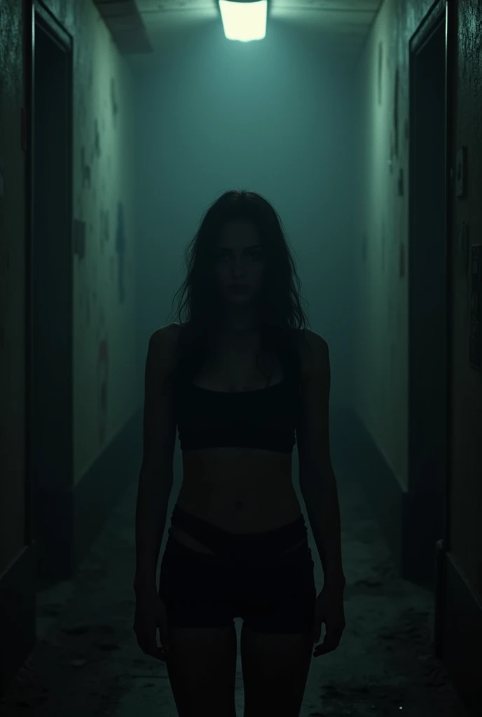 make sara from the movie the call with an attractive body with her hair covering her face and she is coming out of my television