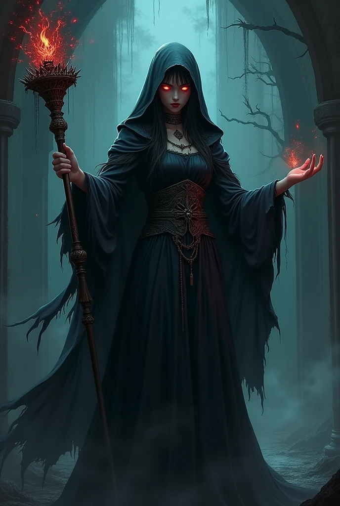 "Holding a red book, dressed in black."