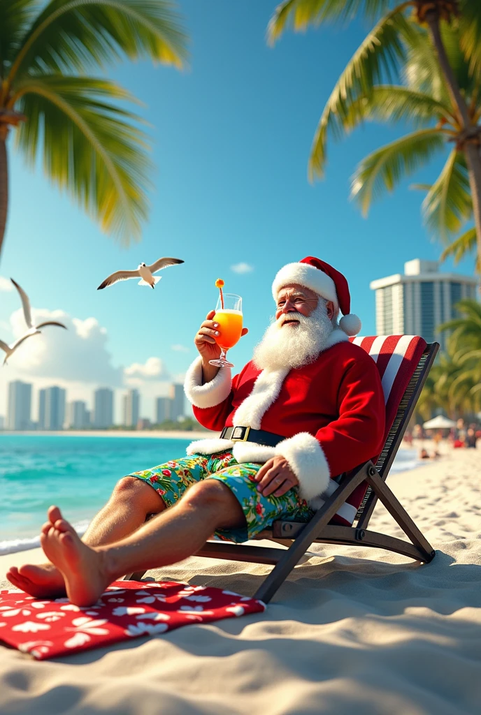Santa Claus at the beach
