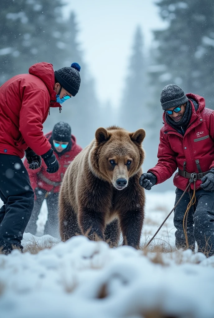 A team of brave rescuers springs into action, battling icy winds and ...
