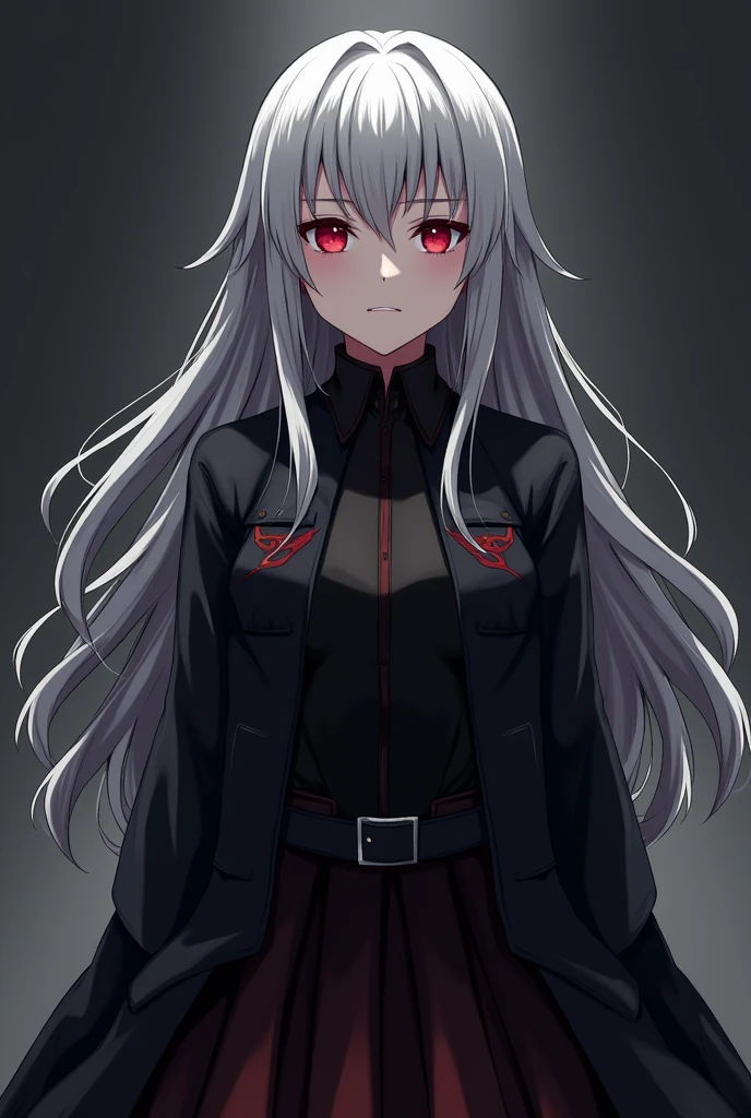 <lora:xl_kelala girl2-000012:1>,kelala girl,white hair,Red eyes,leather jacket