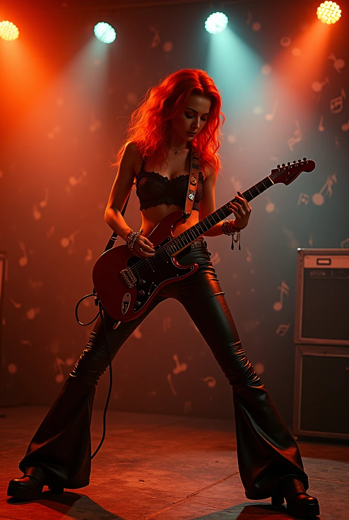 Subwoofers, red hair, girl, guitar red