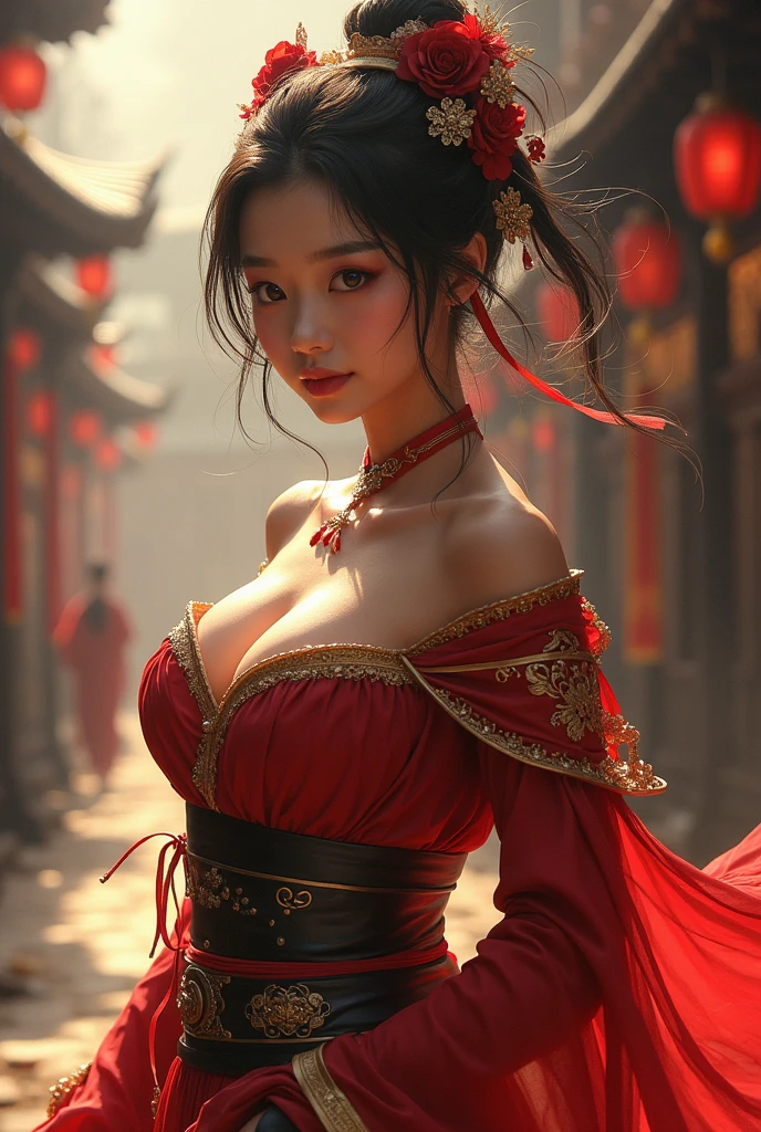 samurai woman, ((masterpiece, highest quality, Highest image quality, High resolution, photorealistic, Raw photo, 8K)), ((Extremely detailed CG unified 8k wallpaper)), (huge stunning goddess shot, very hot and sexy, jaw-dropping beauty, perfect proportions, beautiful body, slim body beauty:1.4),