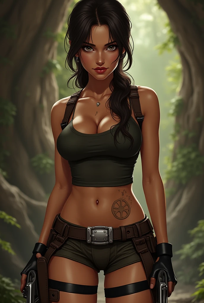 Tomb Raider, Lara Croft, tight waist lace dress, sexy, lying down, forest autumn leaves, reflect, full moonlight. --auto --s2
