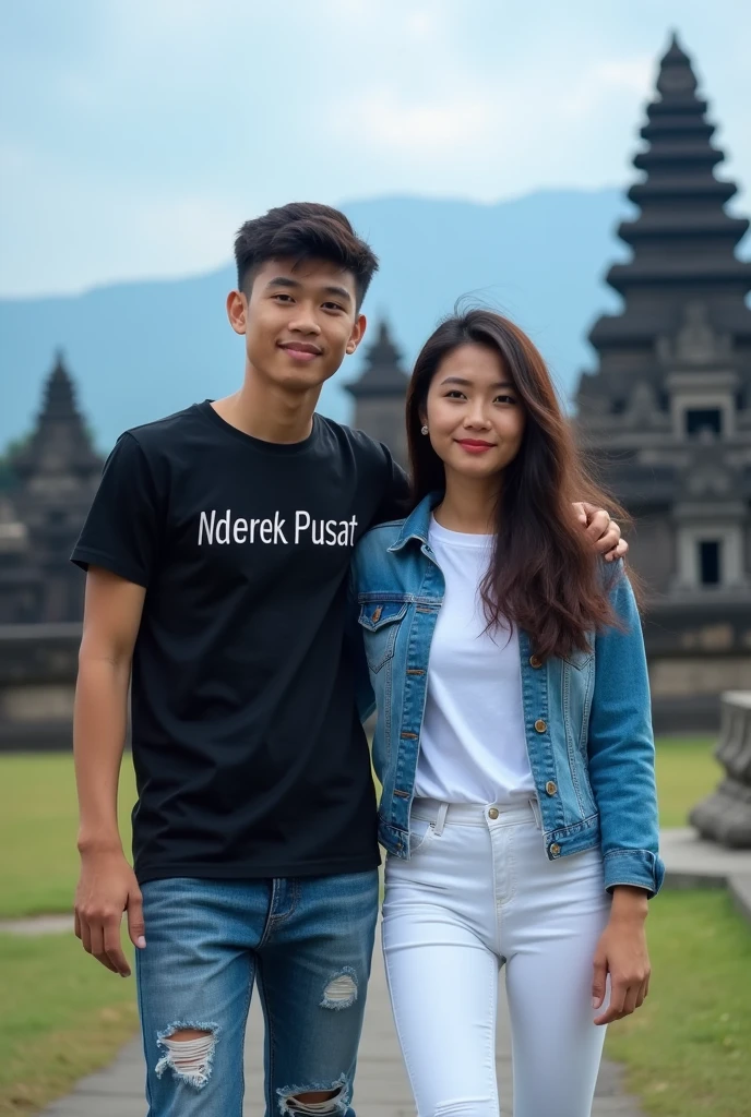 They pose for selfies in front of the bridge, 8k selfie photograph