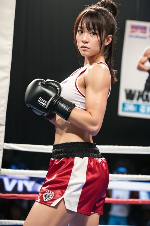 Female boxer, beauty, six pack, sweat
