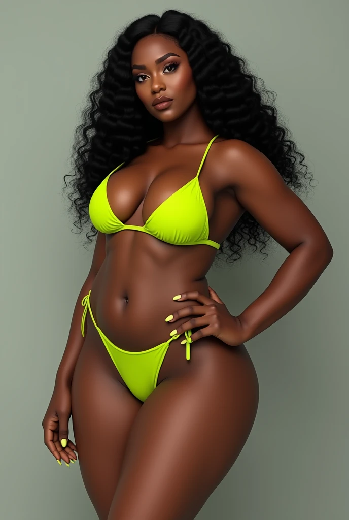 Mulher negra topless bonita sorriso elegante cabelo longo olhos verdes