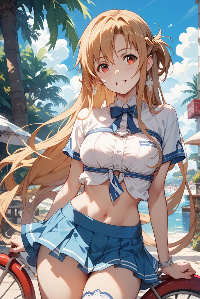 Mahiru shiina, , blonde, (Yellow Eyes:1.3)Twin tails,,blush,smile,in the sea、Wearing a cute swimsuit,Daytime、Wear a swimsuit、Captivating thighs、Beautiful bare legs, Skimpy swimwear、bikini、School swimsuit
（masterpiece:1.2), highest quality, High resolution, unity 8k wallpaper, (shape:0.8), (Beautiful and beautiful eyes:1.6), Highly detailed face, Perfect lighting, Highly detailed CG, (Perfect hands, Perfect ???????),