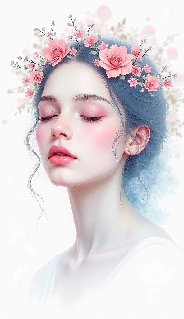 Water Color on paper
White, light pink and light Blue
They are like a beautiful lady face, have small flower crown on head 