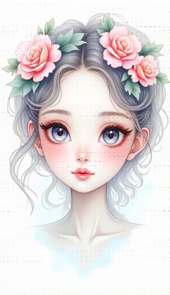 Water Color on paper
White, light pink and light Blue
They are like a beautiful lady face, have small light pink flower crown on head 