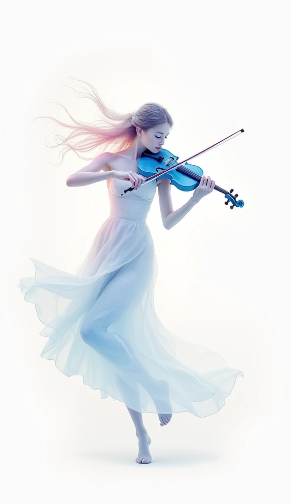 Water Color on paper
White, light pink and light Blue
They are like a beautiful lady, play light blue  violin